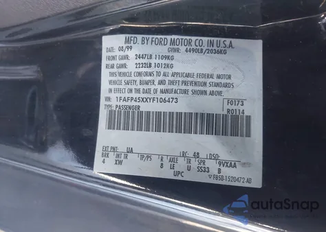 2000 Ford Mustang Gt z USA, uszkodzony, nr VIN 1FAFP45XXYF106473